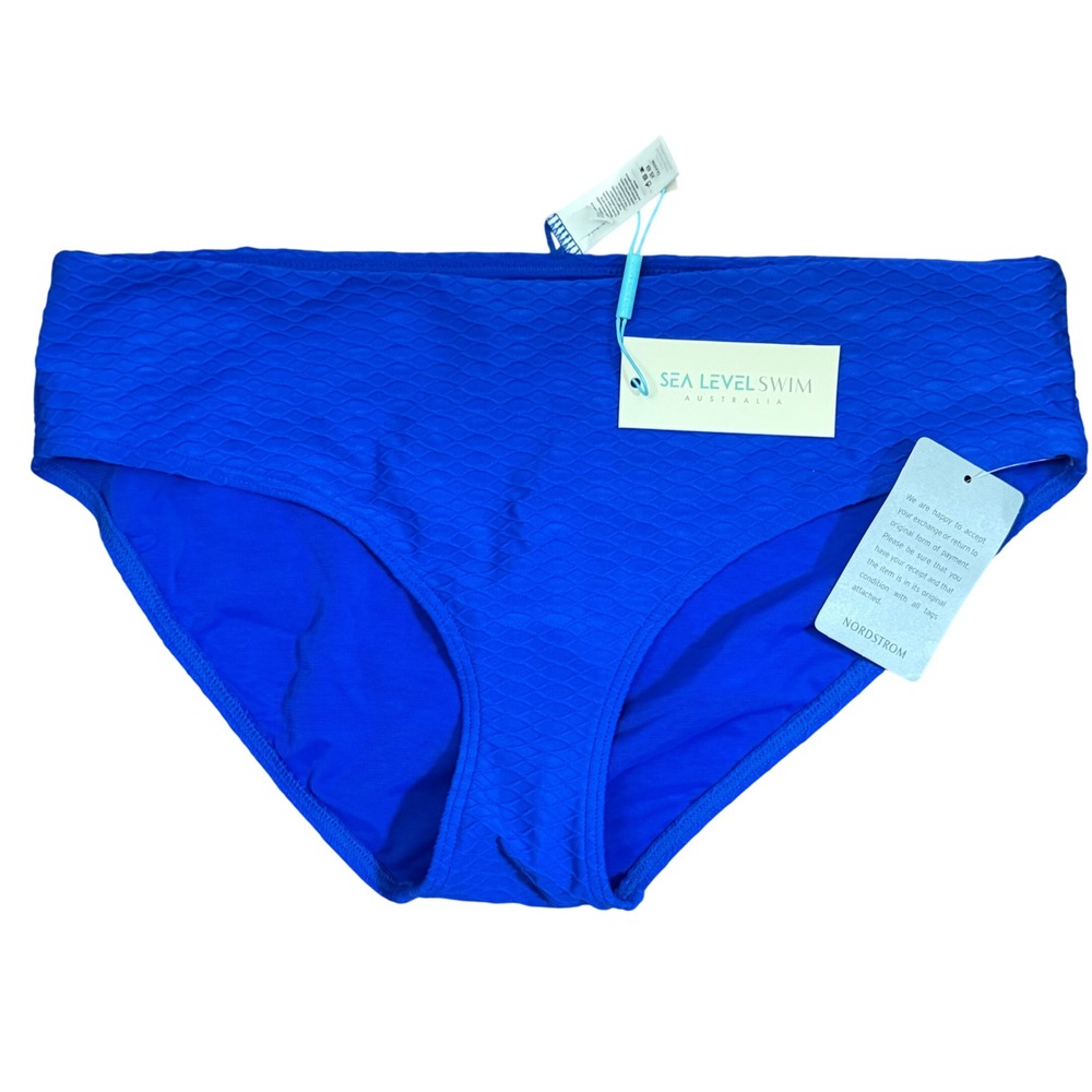 Sea Level Swim Australia Honeycomb Bikini Bottom‎ Cobalt Blue Mid Rise 12 Beach